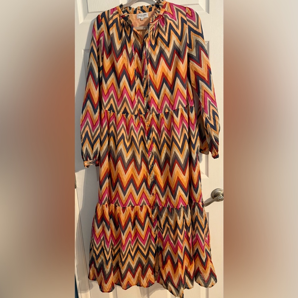 Olivia James The Label button front midi dress